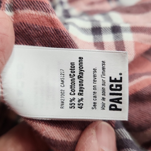 Paige Trudy Button Down Plaid Flannel Shirt Pink - Picture 6 of 8
